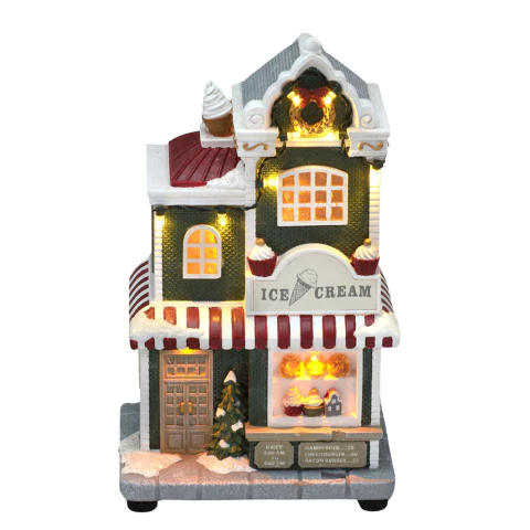 Cenário Natalino Sorveteria 24cm com luz e som 3 pilhas AA Espressione Christmas