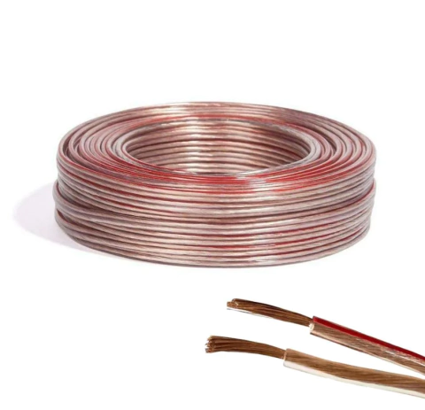 Cabo Fio Polar Paralelo 2x0,15mm Cristal/Vermelho Rolo 100m