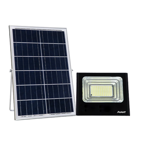 Refletor LED Solar 200w 6500K Branco Frio c/ Controle Preto