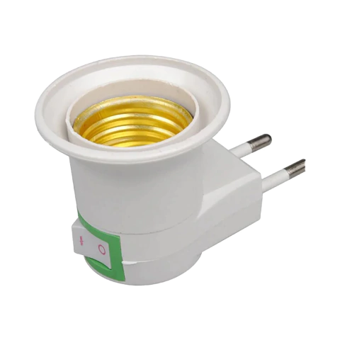 Adaptador Tomada Soquete E27 com Botão Liga/Desliga Bivolt Branco