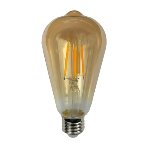 Lâmpada LED Filamento ST64 Bulbo 4W 2500K Amarelo Âmbar E27 Bivolt Roya