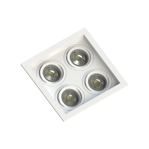 Spot Embutir Recuado Quadruplo MR16 4xGU10 Quadrado Branco Save Energy