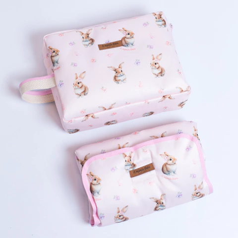 Necessaire + Cambiador Plegable - Pink Bunny