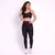 CONJUNTO DE LEGGING PREMIUM AVELUDADO DE COMPRESSÃO PRETO TOP DE ALÇA