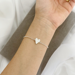 Pulseira de Prata Coração Cheio Cravejado - Favori Pratas