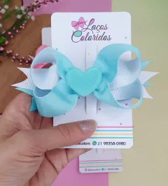 Laço com aplique coração - Laços Coloridos