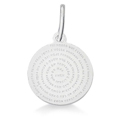 colar pingente medalha pai nosso prata 925 pingente redondo - comprar online