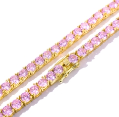 colar riviera rosa bebe 4 garras folheada a ouro 18k - loja online