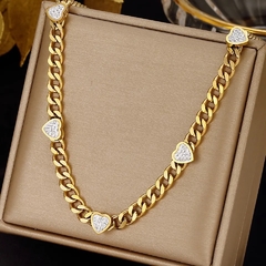 ￼conjunto colar e pulseira corrente coração cravejado