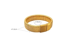 ￼bracelete luxo grande aço dourado ouro fechamento em trava - comprar online