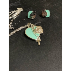conjunto colar brinco tiffany esmaltado acompanha saquinho da foto - comprar online