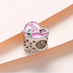 berloque mãe coração esmaltado rosa - comprar online