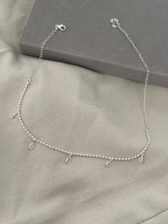 ￼colar Choker bolinhas e zirconias letra fé banhado a prata 925 na internet