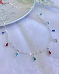 colar chocker zirconias coloridas rainbow PRATA 925 40 cm na internet