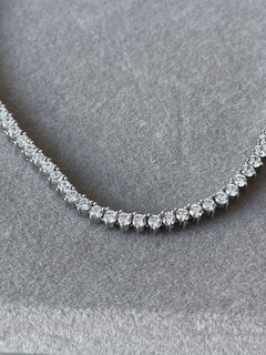 Imagem do Colar Riviera 3 Garras Bolinhas Cristal Prata 925 40 cm