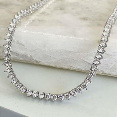 Colar Riviera 3 Garras Bolinhas Cristal Prata 925 40 cm - berloque da nina