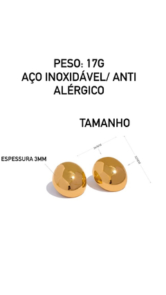 Imagem do brinco oval redondo grande anti alérgico leve
