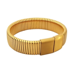 Imagem do ￼bracelete luxo grande aço dourado ouro fechamento em trava
