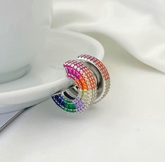 argola cravejada zirconias baguetes alto luxo na internet