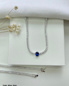 colar riviera gargantila prata 925 com pedra luxo - comprar online
