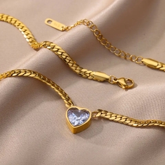 ￼colar ou pulseira correntaria com pedra luxo semi joia - berloque da nina