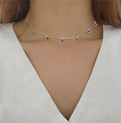 colar chocker PRATA 925 com pingentes olho grego - comprar online