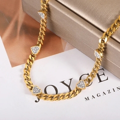 ￼conjunto colar e pulseira corrente coração cravejado - comprar online