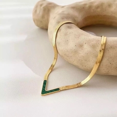 colar chocker malha com pingente madrepérola ou malaquita - comprar online