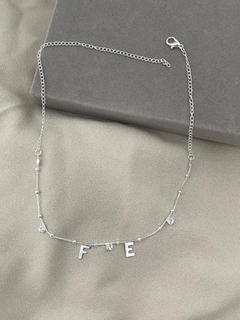 ￼colar Choker bolinhas e zirconias letra fé banhado a prata 925 - loja online