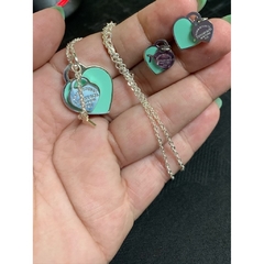 conjunto colar brinco tiffany esmaltado acompanha saquinho da foto na internet