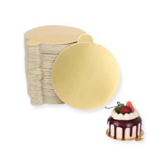 Base para mini postre dorada con pestaña 8cm 50 piezas -BPD8- - comprar en línea