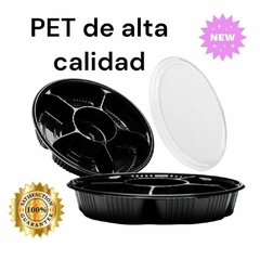 Botanero 29*6 cm 75 juegos base negra/ Tapa transparente lisa 6 divisiones -BT29C- - repzon