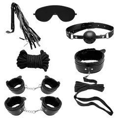 Kit Sado 7 itens Black Wolf Preto Bondage Sexy Import