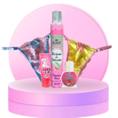 Kit 2 calcinhas renda + Perfume de calcinha + Xana Loka excitante + Maxx Babaloo gel para oral - Teimosia Sex Shop em Cuiabá