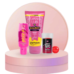 Kit Bubbalove Lubrificante comestivel sabor babaloo + Excitante + bolinha explosiva morango - comprar online