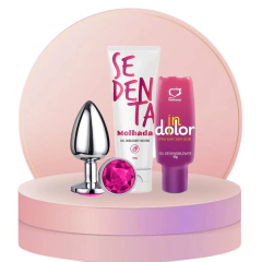 Kit Plug M Metal + Gel dessenssibilizante anal 15g + Lubrificante neutro a base de àgua Sedenta molhada - comprar online