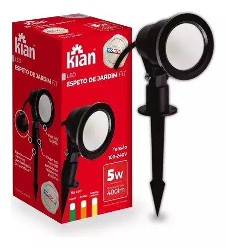 Espeto Led De Jardim 5w Preto Luz Verde Kian