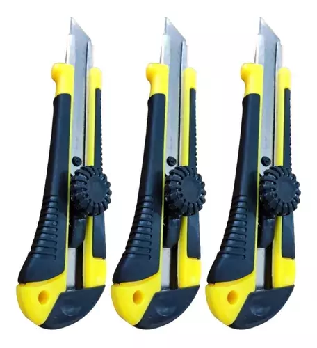 Kit 3 Estilete Profissional Cabo Emborrachado 18mm