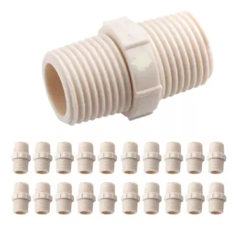 Nipel Roscável 3/4 Polegada Pvc Pacote 20 Unidades