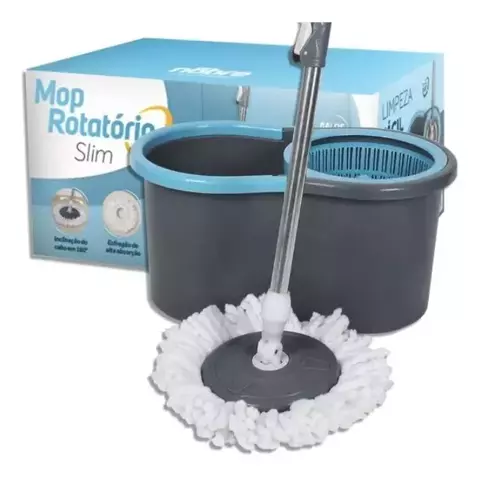 Mop Giratório Esfregão 360º Balde Limpeza Nobre