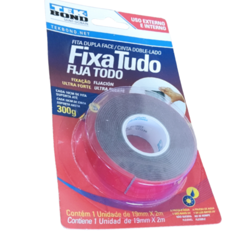 Fita Dupla Face Fixa Tudo Uso Externo e interno 19mm 2m