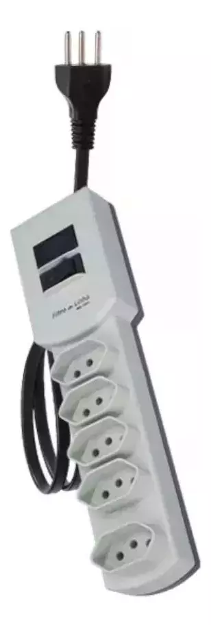 Filtro De Linha 5 Tomadas Cabo C/ 1,5m - Mg-3001 Cinza Margirius