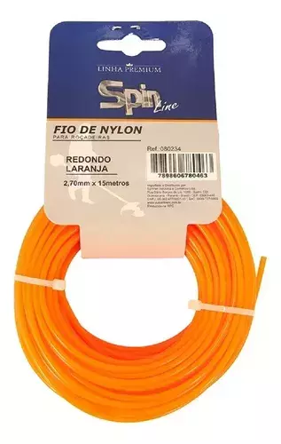 Fio De Nylon 2,70mm Redondo 15 Metros Laranja Spin Vulcan