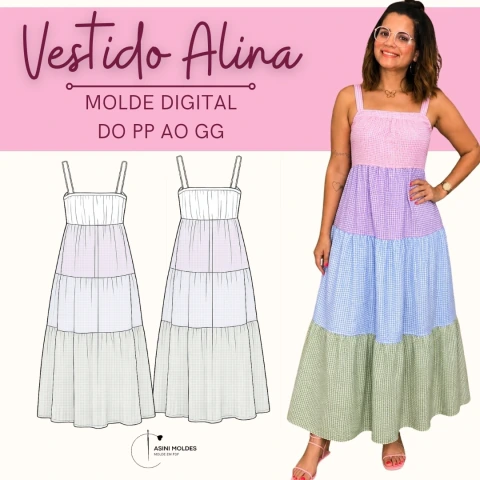 VESTIDO ALINA - MOLDE EM PDF