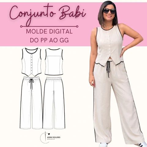 CONJUNTO COLETE E CALÇA BABI - MOLDE EM PDF