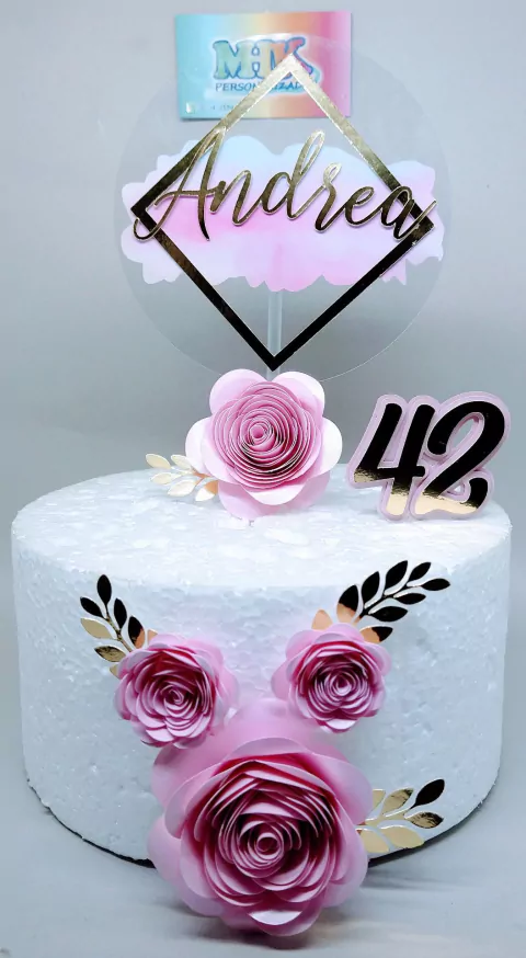 Topo de bolo Circular Acetato