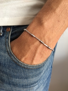Pulsera 7 nudos gris (SEGURIDAD, INTELIGENCIA) 1mm