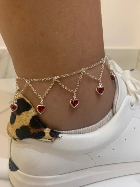 TORNOZELEIRA CORAÇÕES VERMELHOS