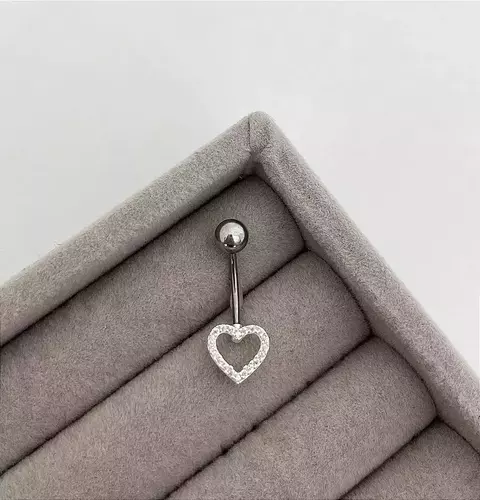 PIERCING UMBIGO CORAÇÃO CRAVEJADO - comprar online