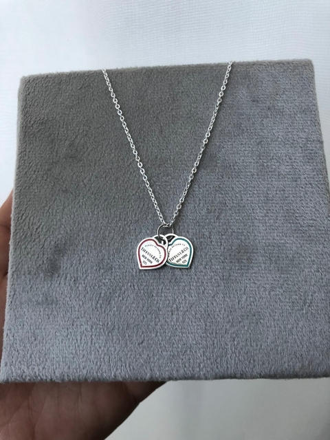 COLAR TIFFANY & CO - CORAÇÃO CARMIM / TURQUESA